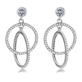 DA100 - High polished (no plating) Stainless Steel Earrings with AAA Grade CZ  in Clear