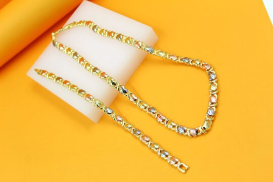 Rhodium Filled Gold Heart Set