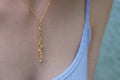 Nature-Inspired Gold Necklace, Mimosa Branch Pendant (Dainty, Sustainable)