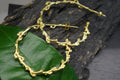 Vegan Gold Hoop Earrings, Acacia Leaf Detail (Gold-Plated Brass)