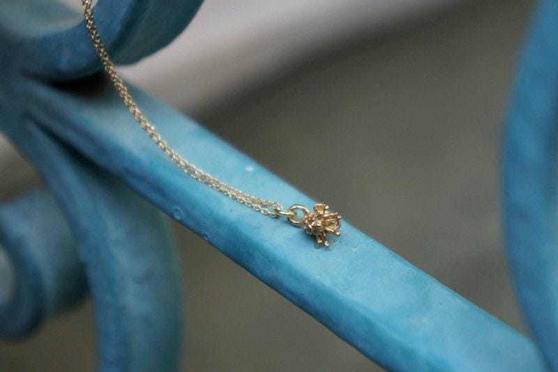 Gold Plated Wildflower Necklace - Minimalist Sterling Silver Pendant