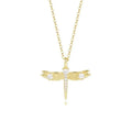 18K Gold Plated 925 Sterling Silver Elegant Dragonfly Necklace