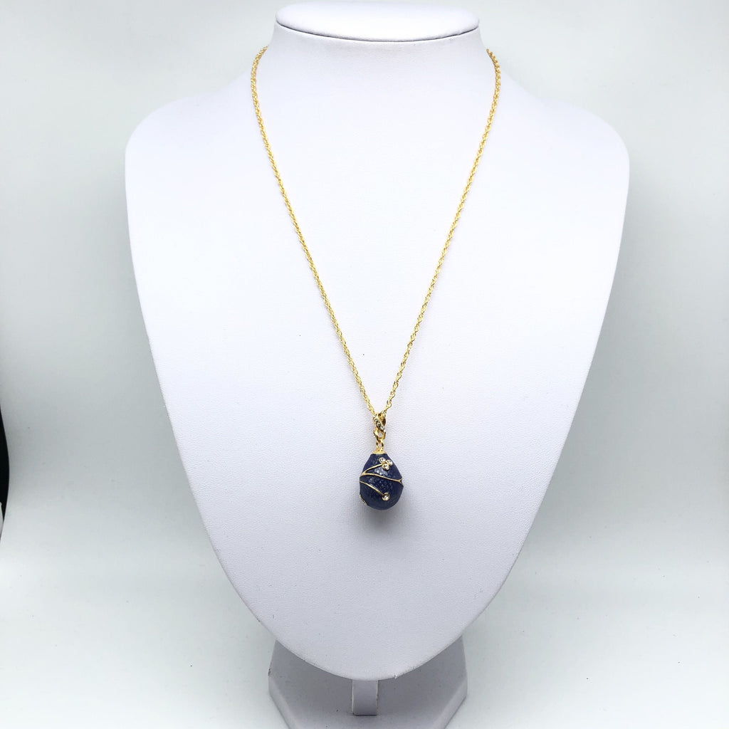 Blue Egg Pendant Gold Necklace