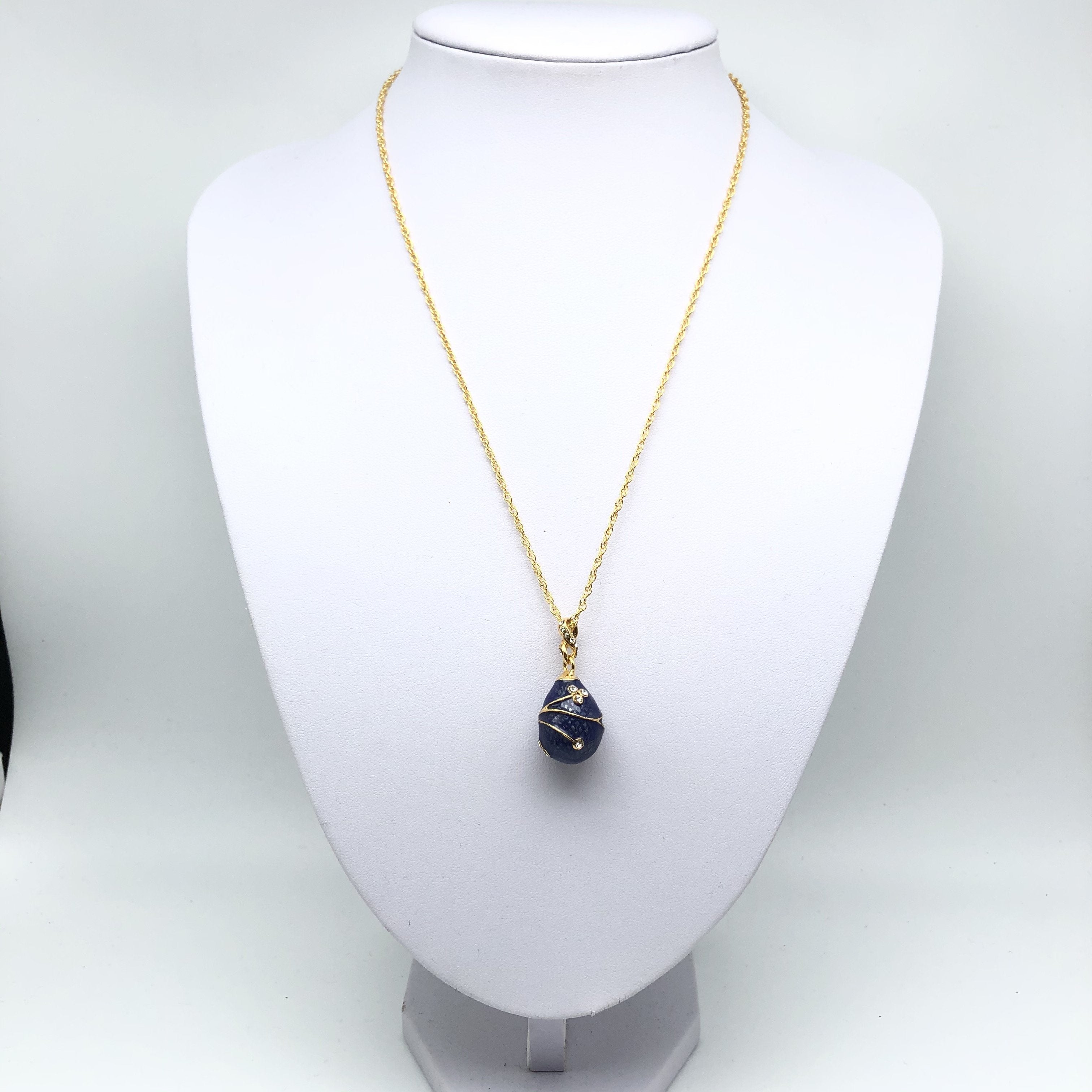 Blue Egg Pendant Gold Necklace