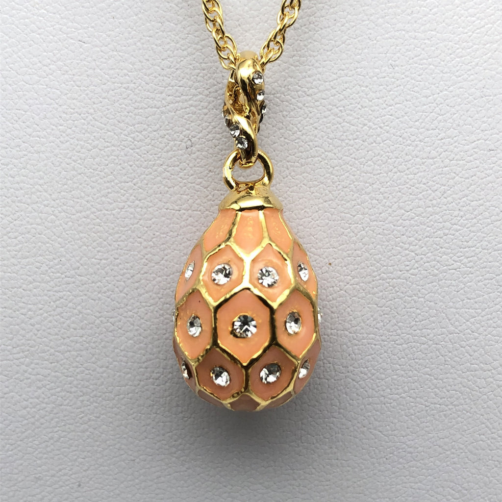 Pink & Gold Egg Pendant Gold Necklace