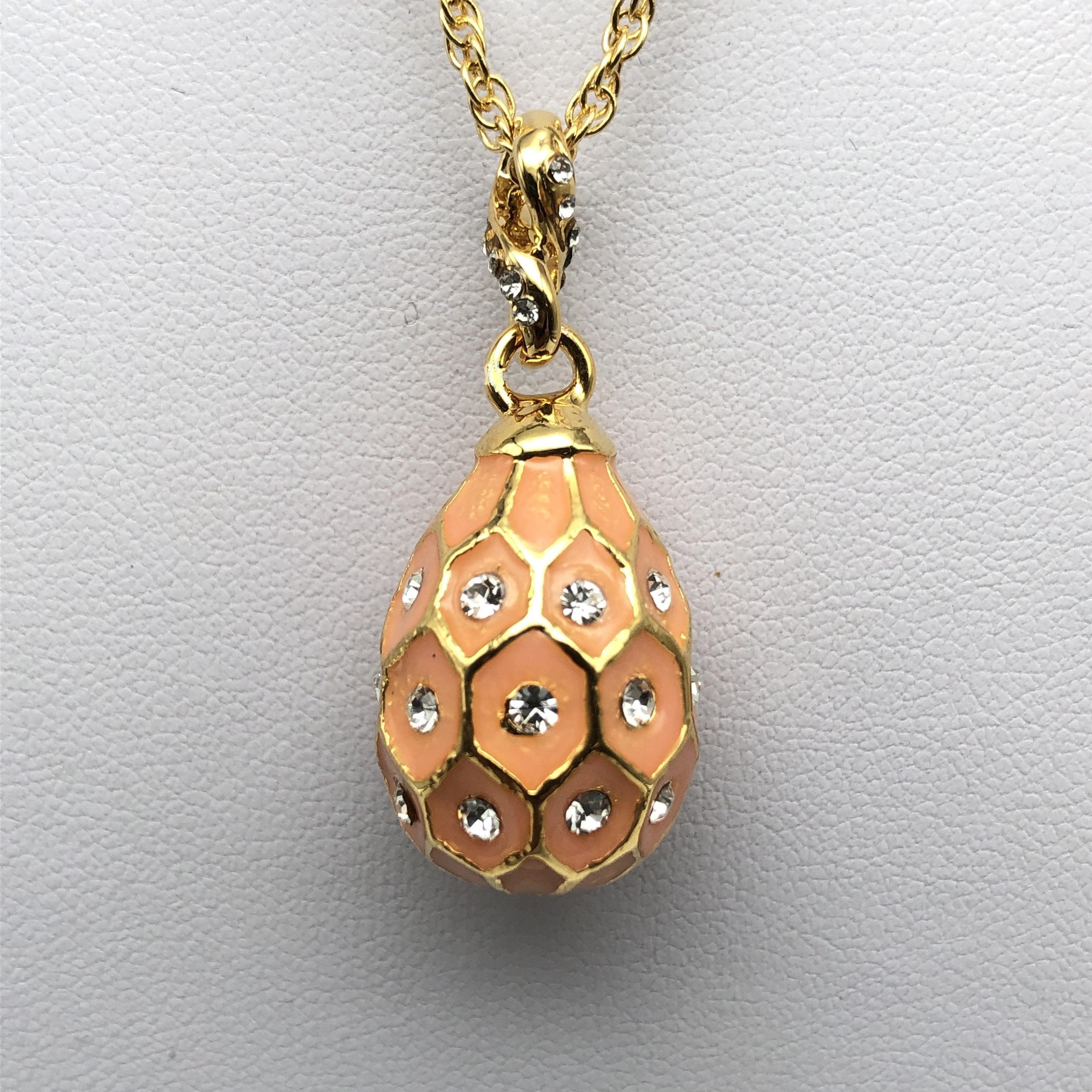 Pink & Gold Egg Pendant Gold Necklace