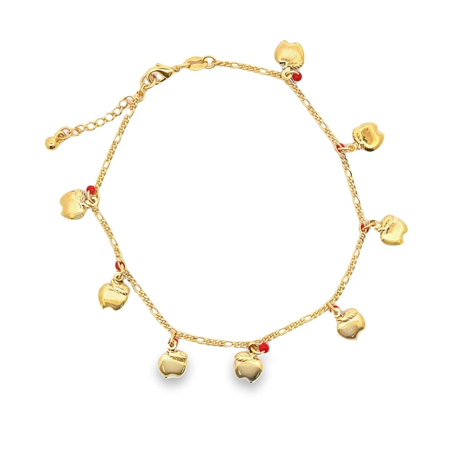 18K Gold Filled Gold Apple Charm Anklet (E104)