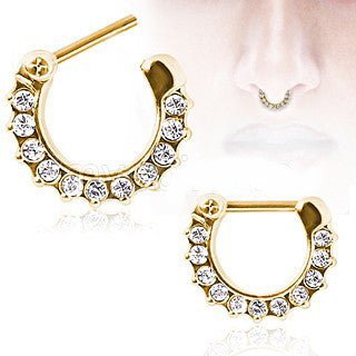 Gold Plated Gemmed Septum Clicker