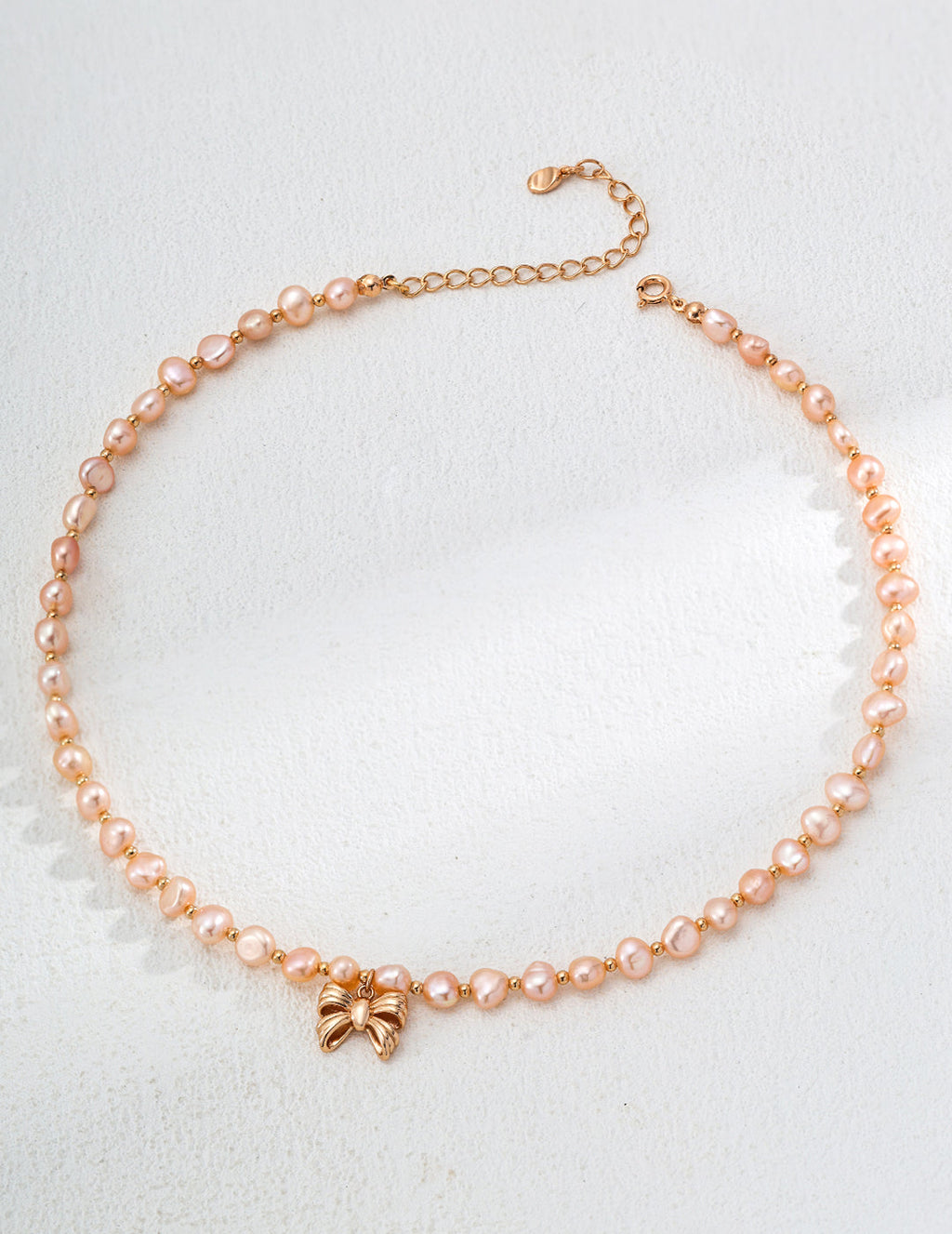 Champagne Gold Pearl Bow Necklace